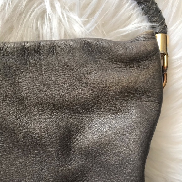 Cole Haan Grey Braided Leather Handle Hobo Crossbody Bag - Picture 6 of 11